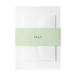 Elegant Minimalist Green Initials Invitation Belly Band