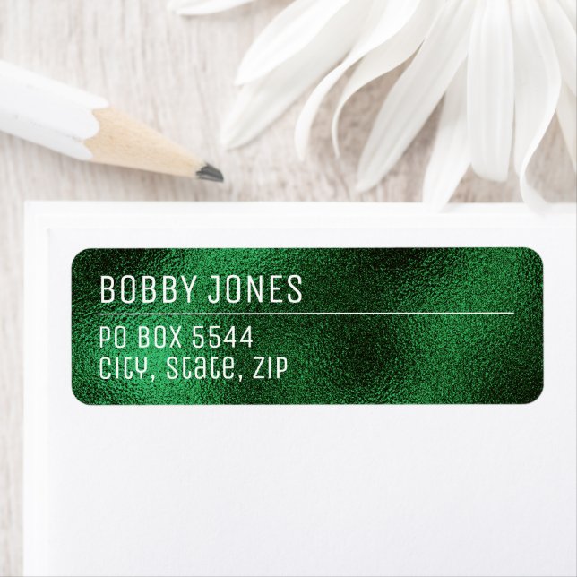 Elegant Minimalist Green Metallic Return Address (Insitu)