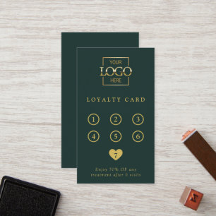 Elegant Minimalist Green Professional Company Logo Loyalty Card