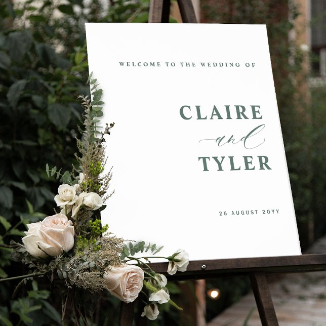 Elegant Minimalist Green Wedding Welcome Sign (Creator Uploaded)