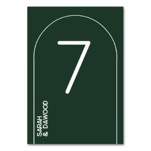 Elegant Minimalist Green White Muslim Wedding Table Number