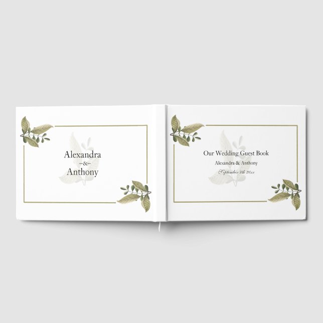 Elegant Minimalist Greenery Wedding Guest Book (Full)