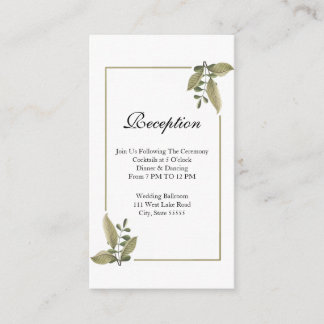 Elegant Minimalist Greenery Wedding Reception Enclosure Card