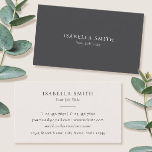 Elegant Minimalist Grey Off-White Sophisticated Business Card