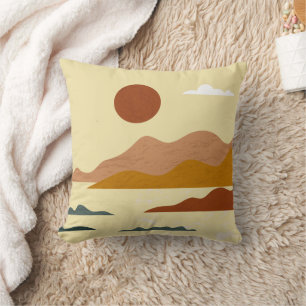 Elegant Minimalist Hand draw Abstract Landscape Cushion