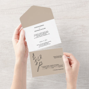 Elegant Minimalist Hand Lettering Cappuccino Paste All In One Invitation