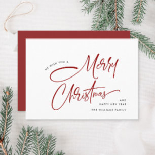 Elegant Minimalist Hand Writing Merry Christmas Holiday Card