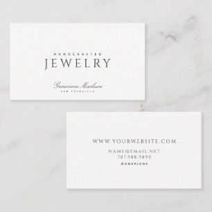 Elegant Minimalist Handcrafted Jewelry Designer Business Card