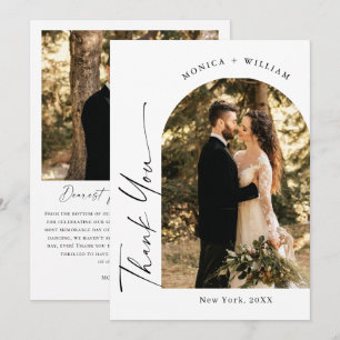 Elegant Minimalist Handwriting Wedding 2 Photo Thank You Card