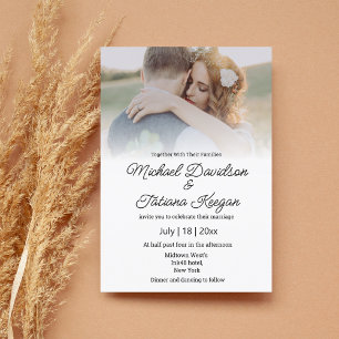 elegant minimalist handwriting wedding photo  invitation