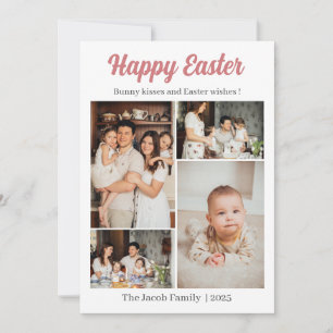 Elegant Minimalist Happy Easter 4 Family photo Holiday Card