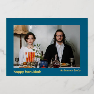 Elegant Minimalist Happy Hanukkah Family 1 Photo