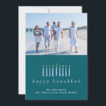 Elegant Minimalist Happy Hanukkah Family 1 Photo Holiday Card<br><div class="desc">Elegant Minimalist Happy Hanukkah Family 1 Photo</div>