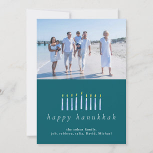 Elegant Minimalist Happy Hanukkah Family 1 Photo Holiday Card