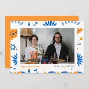 Elegant Minimalist Happy Hanukkah Family 1 Photo Holiday Card