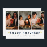 Elegant Minimalist Happy Hanukkah Family 3 Photo Holiday Card<br><div class="desc">Elegant Minimalist Happy Hanukkah Family 3 Photo</div>