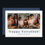 Elegant Minimalist Happy Hanukkah Family 3 Photo Holiday Card<br><div class="desc">Elegant Minimalist Happy Hanukkah Family 3 Photo</div>