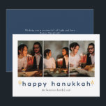 Elegant Minimalist Happy Hanukkah Family 3 Photo Holiday Card<br><div class="desc">Elegant Minimalist Happy Hanukkah Family 3 Photo</div>