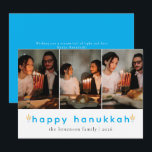 Elegant Minimalist Happy Hanukkah Family 3 Photo Holiday Card<br><div class="desc">Elegant Minimalist Happy Hanukkah Family 3 Photo</div>