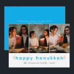 Elegant Minimalist Happy Hanukkah Family 3 Photo Holiday Card<br><div class="desc">Elegant Minimalist Happy Hanukkah Family 3 Photo</div>
