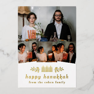 Elegant Minimalist Happy Hanukkah Family 4 Photo