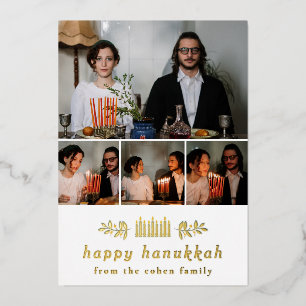 Elegant Minimalist Happy Hanukkah Family 4 Photo