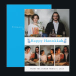 Elegant Minimalist Happy Hanukkah Family 4 Photo Holiday Card<br><div class="desc">Elegant Minimalist Happy Hanukkah Family 4 Photo</div>