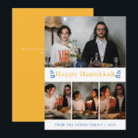 Elegant Minimalist Happy Hanukkah Family 4 Photo Holiday Card<br><div class="desc">Elegant Minimalist Happy Hanukkah Family 4 Photo</div>