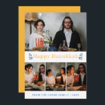 Elegant Minimalist Happy Hanukkah Family 4 Photo Holiday Card<br><div class="desc">Elegant Minimalist Happy Hanukkah Family 4 Photo</div>