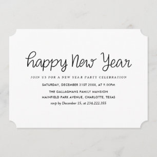 Elegant Minimalist Happy New Year Party Invitation