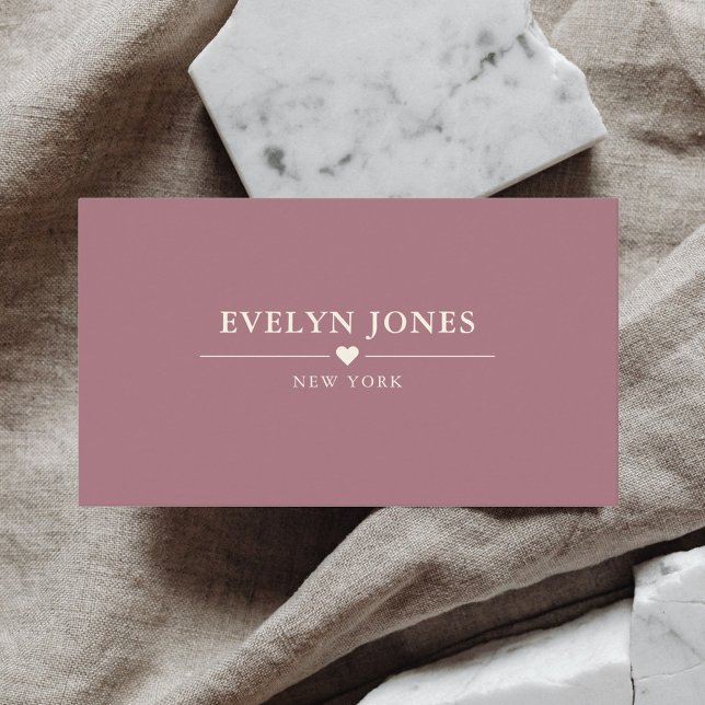 Elegant Minimalist Heart Mauve Business Card (Creator Uploaded)