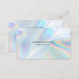 Elegant Minimalist Holographic Hair Makeup Business Card