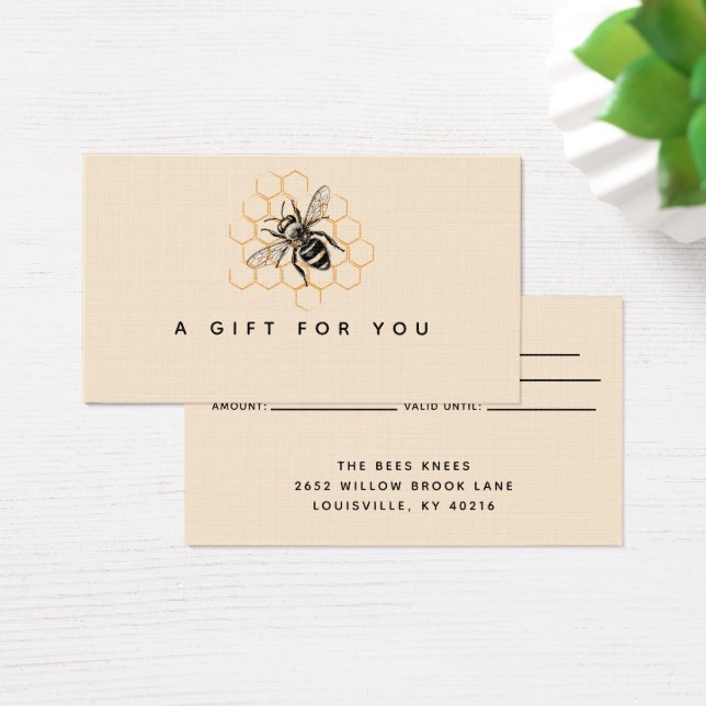 Elegant & Minimalist Honey Beekeeper gift card (Desk)