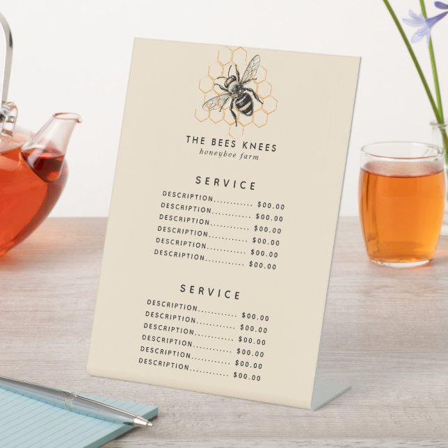 Elegant & Minimalist Honey Beekeeper Pedestal Sign (In SItu)