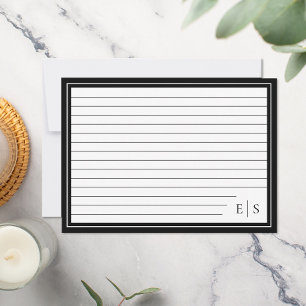 Elegant Minimalist Initials Monogram Ruled Index Card