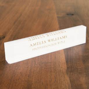 Elegant Minimalist Ivory and Gold Monogram Nameplate