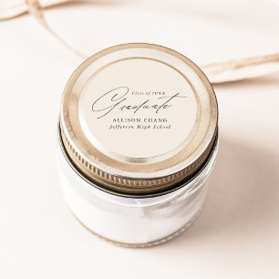 Elegant Minimalist Ivory Graduation Classic Round Sticker