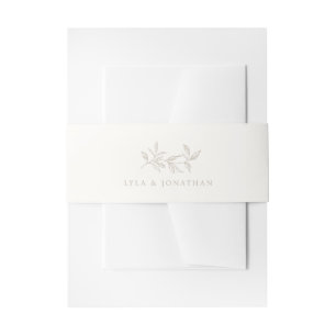 Elegant Minimalist Ivory & Taupe Wedding Invitation Belly Band