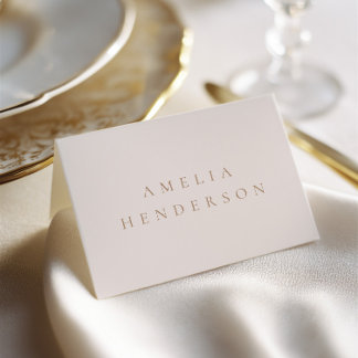 Elegant Minimalist Ivory Taupe Wedding Place Card