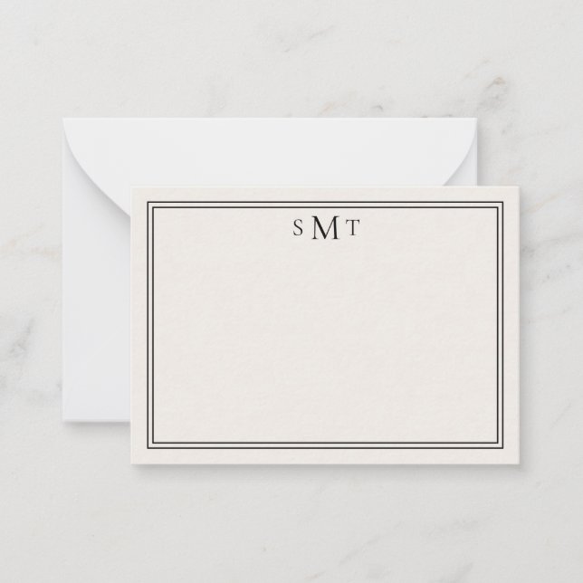 Elegant Minimalist Ivory Three Letter Monogram Card (Front)