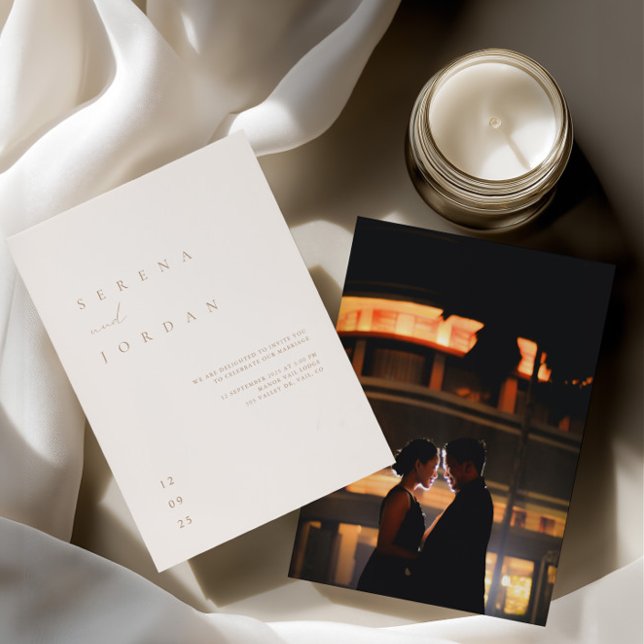 Elegant Minimalist Ivory Wedding Photo Invitation (Elegant Minimalist Ivory Wedding Photo Invitation)