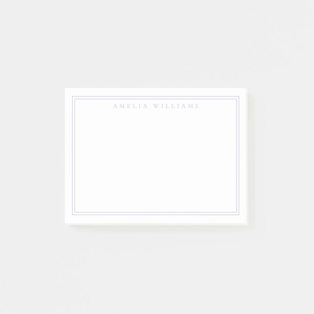 Elegant Minimalist Lavender Monogram Post-it Notes (Front)