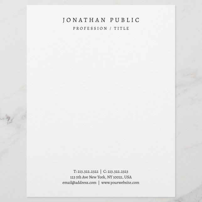 Elegant Minimalist Letterhead Black And White (Front)