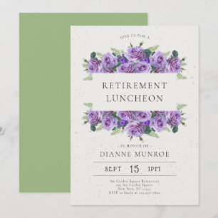 Elegant Minimalist Lilac Floral Retirement Invitation