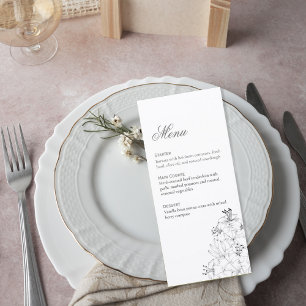 Elegant Minimalist Lily Floral Wedding Menu Card