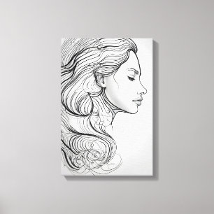Elegant Minimalist Line Art Portrait Canvas Print