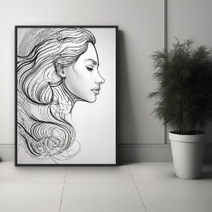 Elegant Minimalist Line Art Portrait  Poster