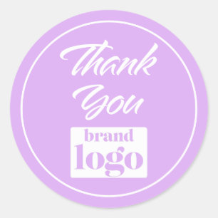 Elegant Minimalist Logo Thank You Lilac Classic Round Sticker
