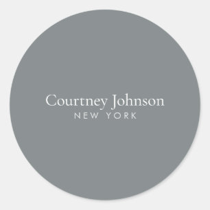 Elegant Minimalist Luxury Boutique Grey Classic Round Sticker