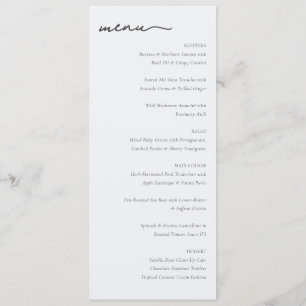 Elegant Minimalist Menu for Fine Dining